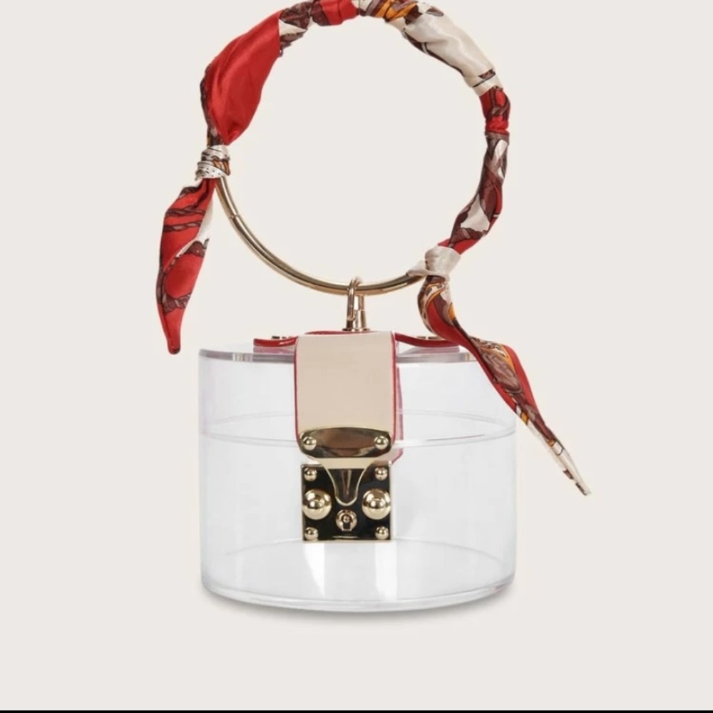 Clear bag with scarf top handle